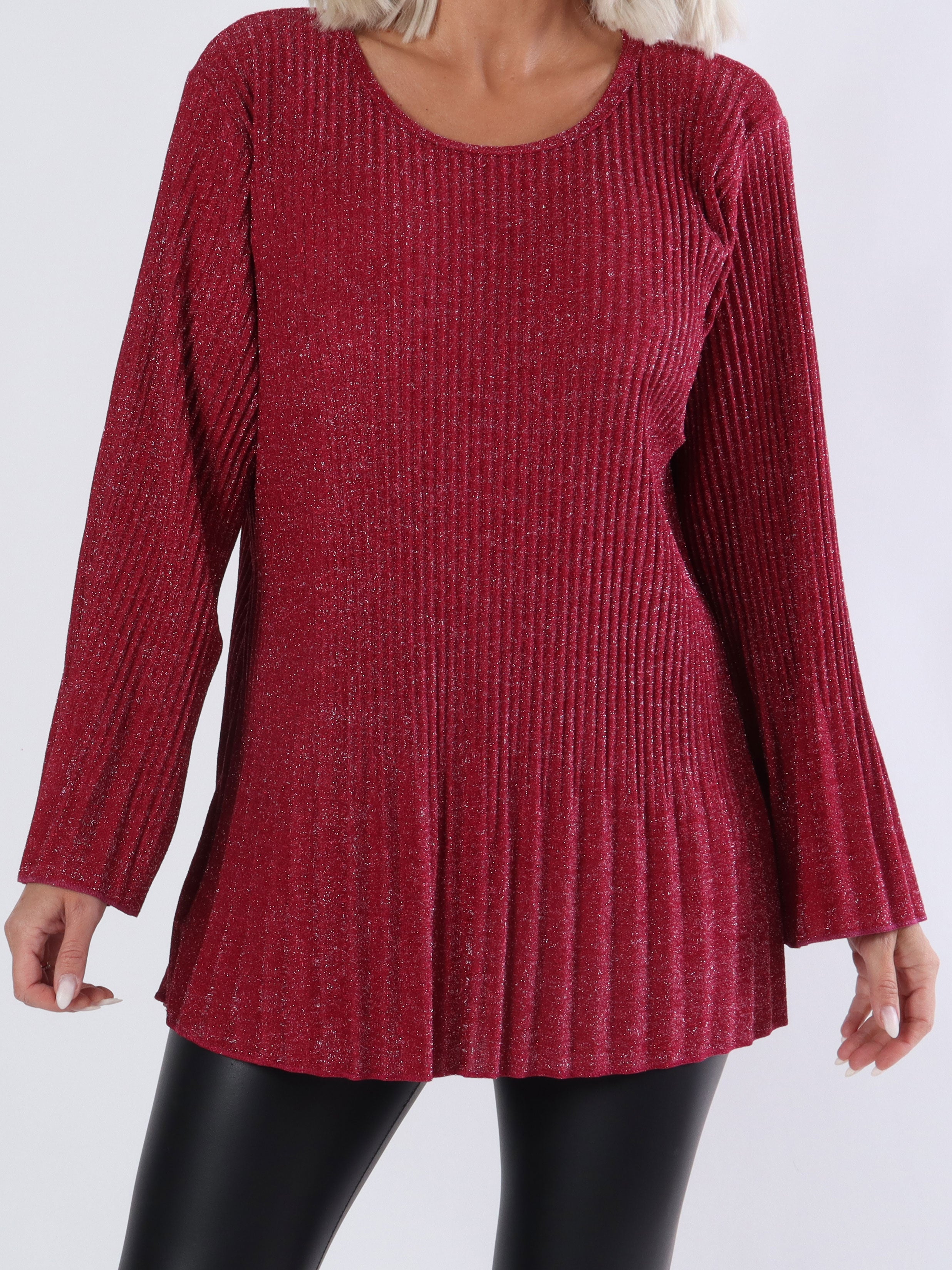 Ricarda - Bluse i glimmerstof med plisseringer